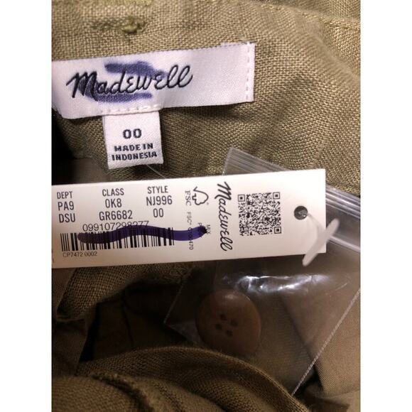 Madewell The Harlow Wide Leg Pants High Rise Linen Distant Surplus Green NWT 00 - Picture 9 of 11
